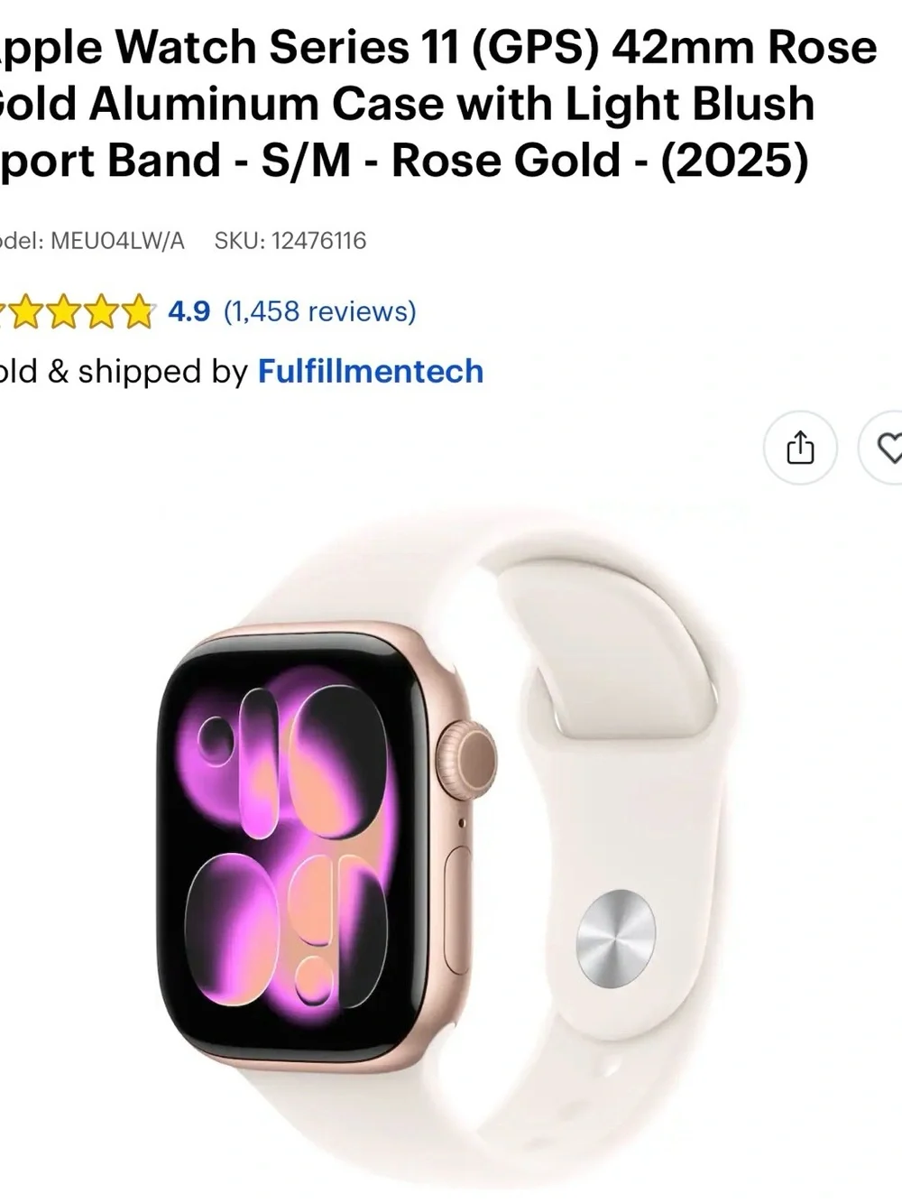 Series 11(GPS) 42mm Rose Gold Apple Watch